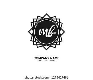 MB Initial Handwriting Logo Template Vector