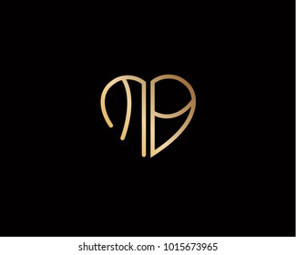 MB initial heart shape gold colored logo