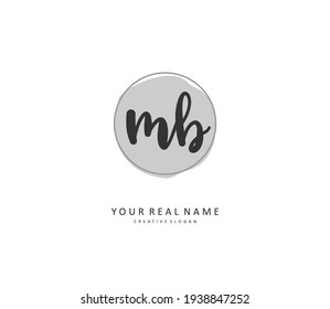MB Initial letter handwriting and  signature logo. A concept handwriting initial logo with template element.