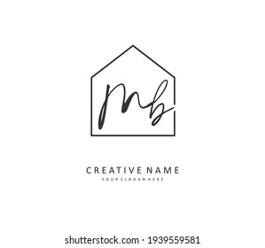 MB Initial letter handwriting and  signature logo. A concept handwriting initial logo with template element. 