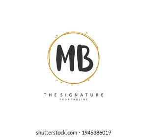 MB Initial letter handwriting and  signature logo. A concept handwriting initial logo with template element. 
