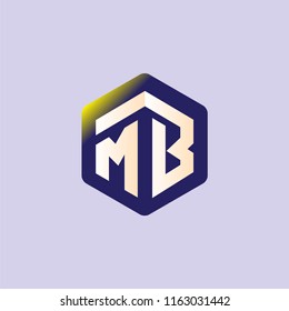 MB Initial letter hexagonal logo vector