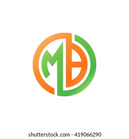 MB initial letters looping linked circle logo orange green