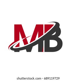 MB initial logo company name colored red and black swoosh design, isolated on white background. vector logo for business and company identity.