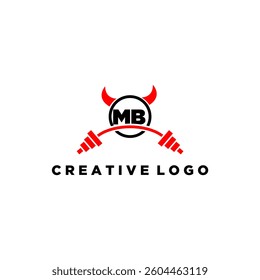 MB initial monogram for fitnes or gym logo with devil style design
