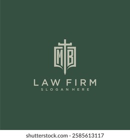 MB initial monogram for law firm with sword and shield logo image