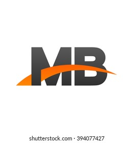 MB initial overlapping swoosh letter logo black orange