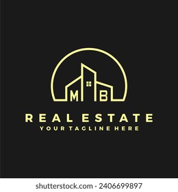 Las iniciales de MB albergan el logotipo de la moderna empresa de construcción vector.eps