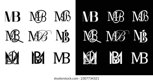 MB Initials logo variations set 