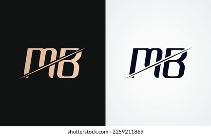 Mb Letter Logo Design Vector Template. Gold And Black Letter Mb Logo Design