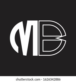 MB Letter logo monogram with oval shape negative space design template