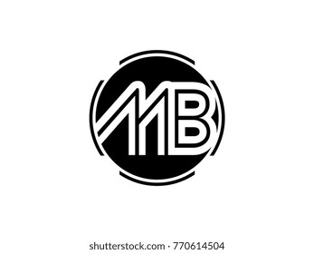 MB letter logo round black
