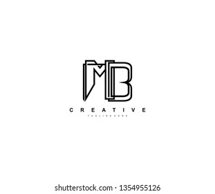 MB Letter Minimal Monogram Bold Linear Linked Logotype