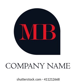 MB Letters red , Abstract black background logo, Design identity in shape, Alphabet letter
