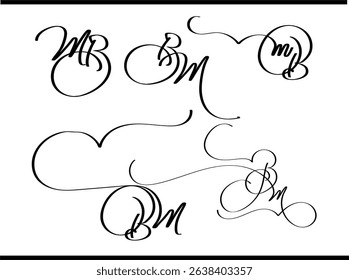 MB Logo – Elegant Calligraphy Monogram with Interlocked M and B Letters for Luxury Branding