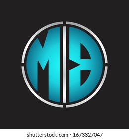 MB Logo initial with circle line cut design template on blue colors