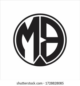 Monograma de logotipo MB con estilo de cinta en fondo blanco