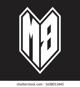 MB Logo monogram with emblem line style isolated on black background