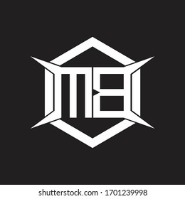 Monograma con logotipo de MB con modelo hexagonal y de cuatro ejes