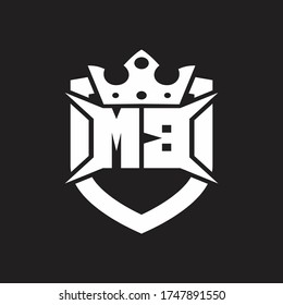 MB-Logo-Monogramm einzeln auf Schild und Kronen-Design-Vorlage