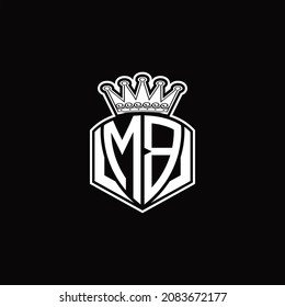 MB Logo monogram with luxury emblem shape and crown design template on black background