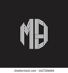MB Logo monogram with outline style linked isolated on black background
