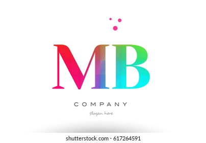 MB M B creative rainbow colors colored artistic alphabet company letter logo design vector icon template