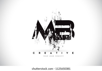 MB M B Grunge Brush Letter Logo Design en Colores negros. Ilustración vectorial de letras de pincel creativo.