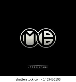 MB M B initial letter linked circle capital monogram logo modern template silver color edition