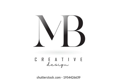 MB m b letter design logo logotype concept with serif font and elegant style. Vector illustration icon with letters M and B.