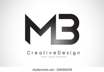 Diseño con logotipo M B MB en colores negros. Ilustración del logotipo del icono del vector de letras modernas y creativas.