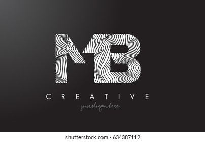 MB M B Letter Logo with Zebra Lines Texture Design Vector Illustration.