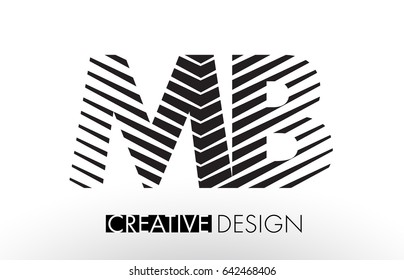 MB M B Lines Letter Design with Creative Elegant Zebra Vector Illustration.