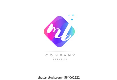mb m b  pink blue rhombus abstract 3d alphabet company letter text logo hand writting written design vector icon template 