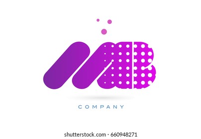 mb m b pink dots dotted letter logo alphabet creative company vector icon design template
