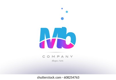 mb m b  pink purple blue white uppercase lowercase modern creative alphabet gradient company letter logo design vector icon template