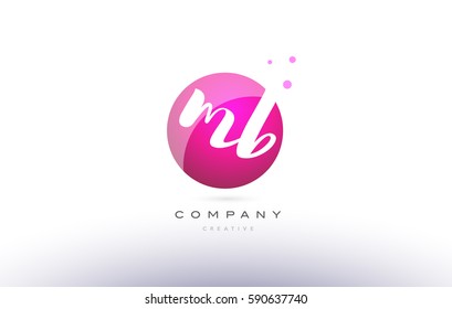 mb m b  sphere pink 3d alphabet company letter combination logo hand writting written design vector icon template 