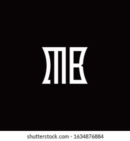 MB monogram logo with curved side style design template