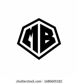 MB monogram logo with hexagon shape and line rounded style design template isolated on white background