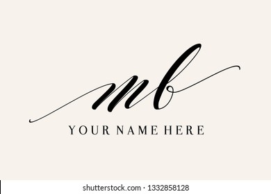 MB monogram.Signature style logo with lowercase script letter m and letter b.Calligraphic lettering icon isolated on light background.Elegant typographic wedding, beauty and boutique sign.
