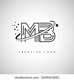 MB Orbit Monogram Logo - Futuristic Minimal Letter mark with Circular Line Art, Tech-Inspired Dots and Space Motion Concept for Modern Branding Identity (Logotipo de Monograma de Órbita MB - marca de letra mínima futurista com arte circular, pontos inspirados na tecnologia e conceito de movimento espacial para identidade de marca moderna)