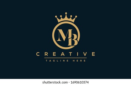 MB royal Logo Design Template Vector monogram. Modern letters MB.