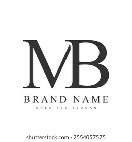 MB trendy logotype template. Initial letter m and b classic font style. Creative logo for company name or identity. Vector illustration.