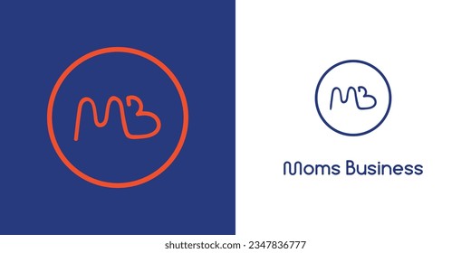 Monograma vectorial de MB con diseño orgánico, dibujado a mano para empresas con iniciales M y B en círculo.