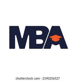 MBA abstract symbol icon with education hat silhouette