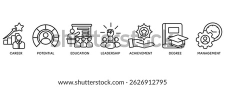 MBA icon set vector illustration concept relate to career, potential, education, leadership, achievement, degree and management.