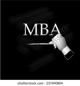 MBA - Master of Business Administration, hand writing MBA on chalkboard vector