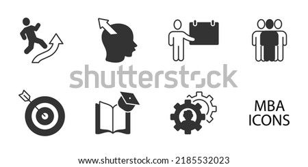 MBA - Master of Business Administration icons set . MBA - Master of Business Administration pack symbol vector elements for infographic web