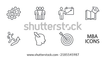 MBA - Master of Business Administration icons set . MBA - Master of Business Administration pack symbol vector elements for infographic web