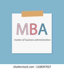 MBA Master of Business Administration written in a notebook pape